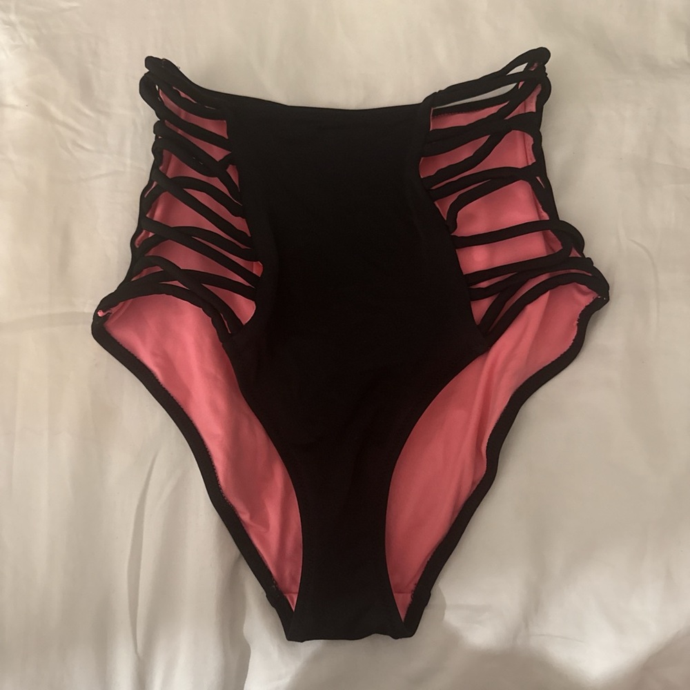 Victoria's Secret Black High Waisted Bikini Bottoms with slits